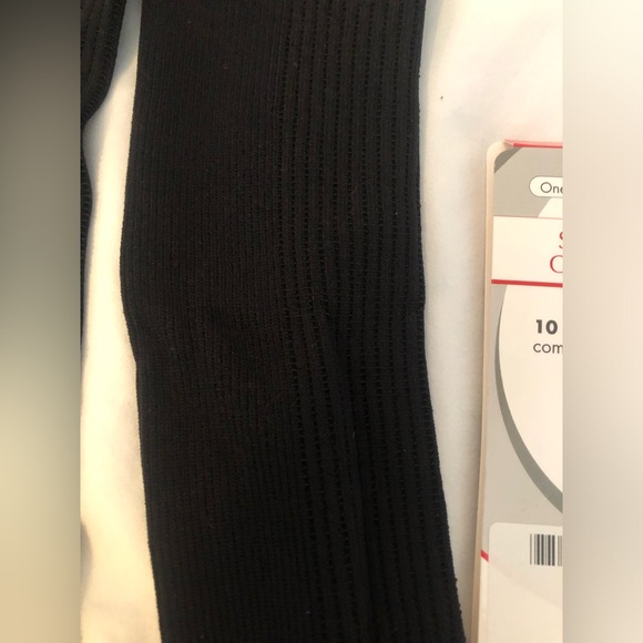 EUC Black ribbed 12in, 10mmHG compression socks, worn briefly 1x. - Picture 3 of 4